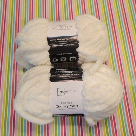 MAINSTAYS Other - New 2 Mainstays Chenille Chunky Yarn Cream